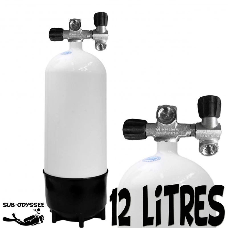 Bloc 12 Litres Court 2 Sorties Acier - Eurocylinder Bloc 12 Litres Court 2 Sorties Acier - Eurocylinder -Magasin De Matériel De Plongée De Qualité eurocylinder bloc acier plongee 12 litres court 2 sorties sub odyssee pas cher