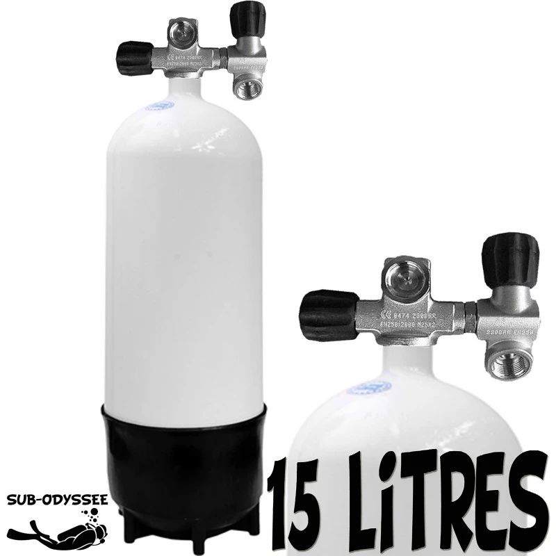 Bloc 15 Litres 2 Sorties Acier - Eurocylinder Bloc 15 Litres 2 Sorties Acier - Eurocylinder -Magasin De Matériel De Plongée De Qualité eurocylinder bloc acier plongee 15 litres 2 sorties sub odyssee lyon pas cher