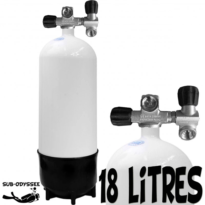 Bloc 18 Litres 2 Sorties Acier - Eurocylinder Bloc 18 Litres 2 Sorties Acier - Eurocylinder -Magasin De Matériel De Plongée De Qualité eurocylinder bloc acier plongee 18 litres 2 sorties sub odyssee lyon pas cher