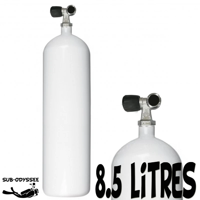 Bouteille 8.5 Litres Long 230 Bars Acier 1 Sortie Fond Plat - Eurocylinder Bouteille 8.5 Litres Long 230 Bars Acier 1 Sortie Fond Plat - Eurocylinder -Magasin De Matériel De Plongée De Qualité eurocylinder bouteille bloc plongee acier 85 litres 1 sortie pas cher sub odyssee lyon 1